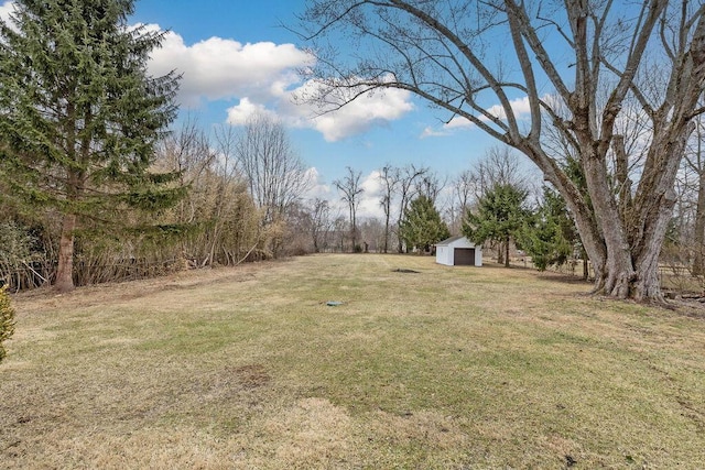 view of yard with a storage unit and an outdoor structure