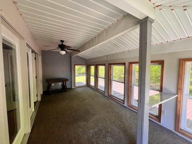 1396 Spring Village Dr, Mansfield, OH 44906 - unfurnished sunroom featuring lofted ceiling and carpet floors