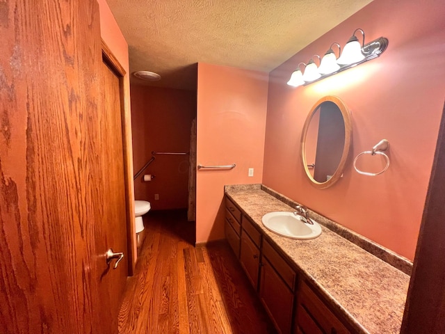 1396 Spring Village Dr, Mansfield, OH 44906 - bathroom featuring wood finished floors, a textured ceiling, vanity, and toilet
