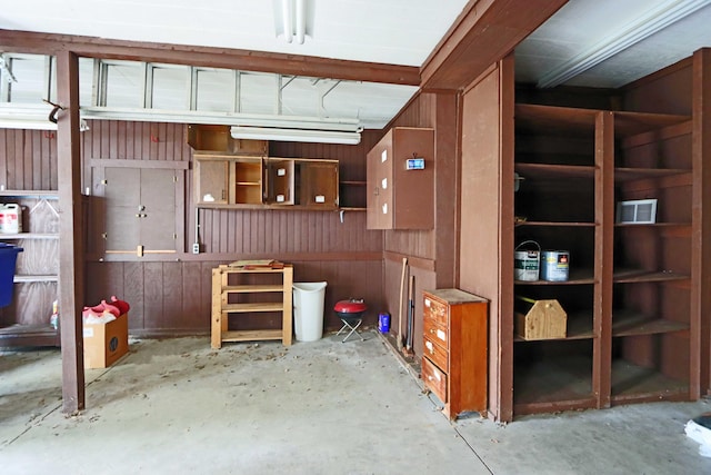 interior space with wood walls