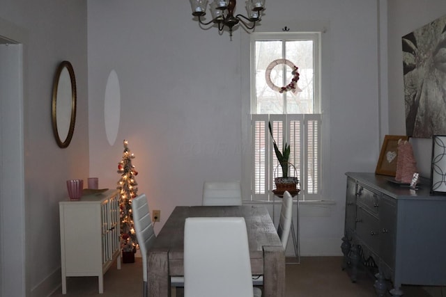 dining room with a chandelier