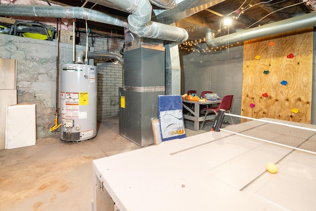 utilities with heating unit and gas water heater