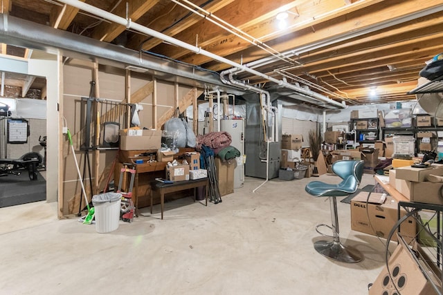 unfinished basement with heating unit