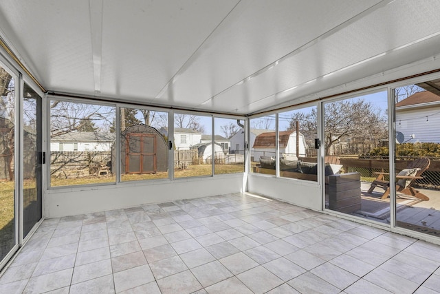 view of unfurnished sunroom