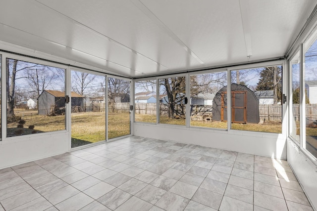 view of unfurnished sunroom