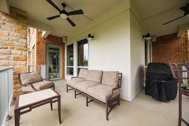 105 N Riverview St Unit 216, Dublin, OH 43017 - view of patio / terrace featuring ceiling fan and outdoor lounge area