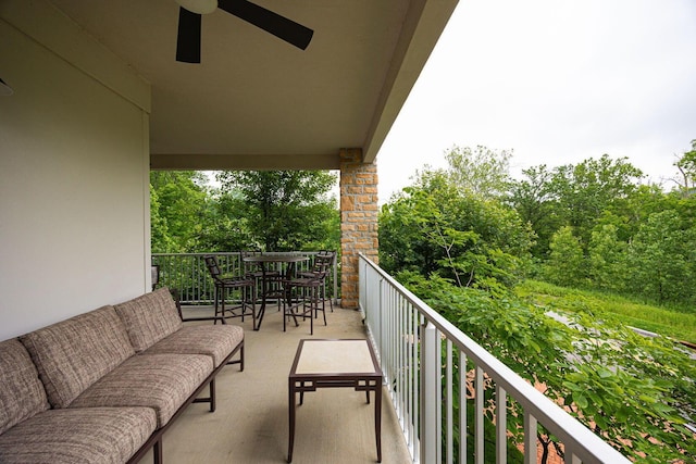 105 N Riverview St Unit 216, Dublin, OH 43017 - balcony with ceiling fan and outdoor lounge area