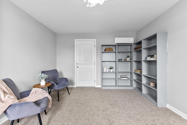 143 Walnut St, Sunbury, OH 43074 - sitting room with an AC wall unit, carpet flooring, and baseboards