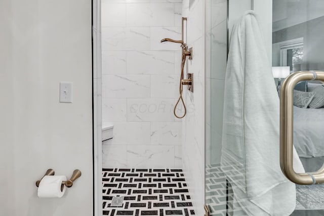 bathroom featuring a stall shower