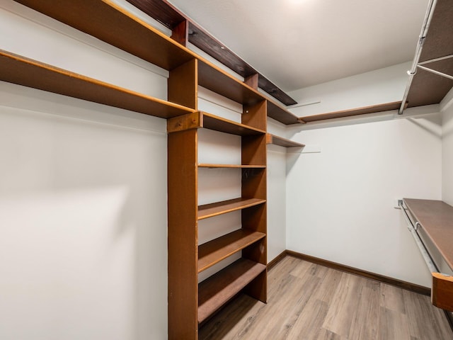 walk in closet featuring light wood-style flooring