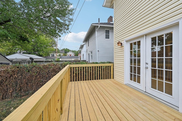 wooden deck with french doors