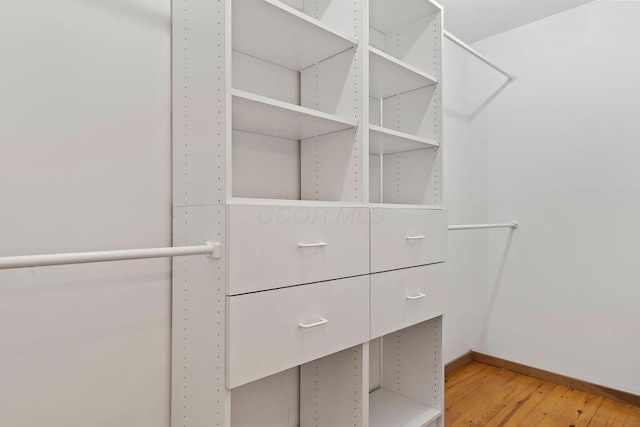 spacious closet featuring light wood-type flooring