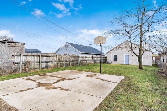 view of yard featuring a patio area and a fenced backyard