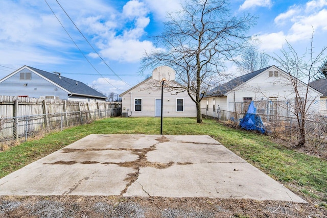 view of yard with a patio area and a fenced backyard