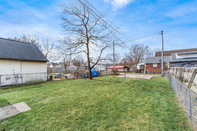 view of yard featuring a fenced backyard