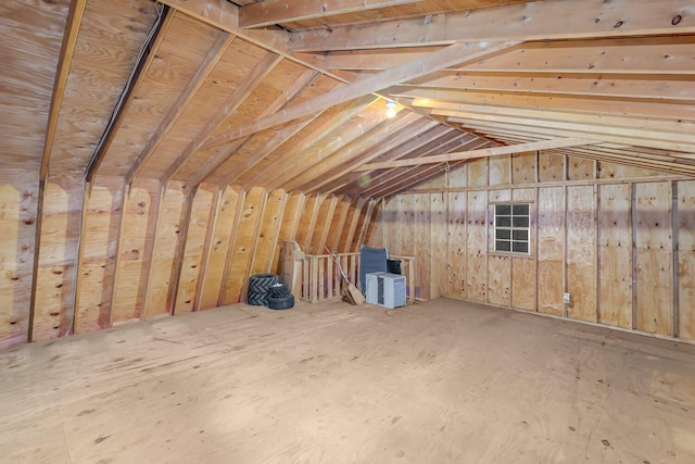 view of unfinished attic