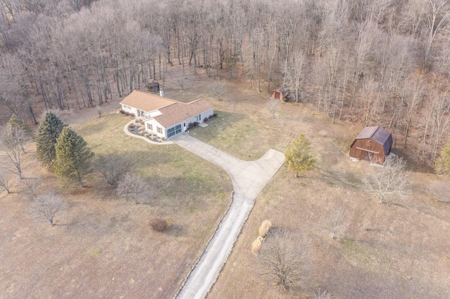 bird's eye view with a forest view