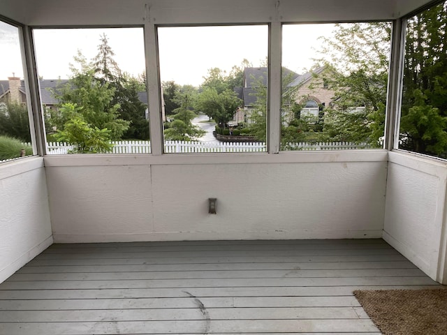 view of unfurnished sunroom