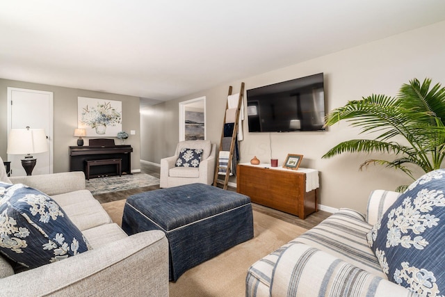 living area with baseboards