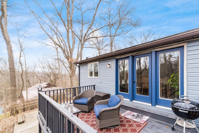 deck featuring area for grilling