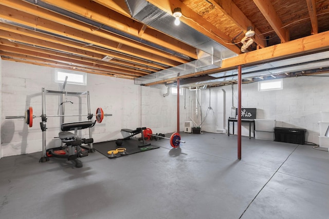 exercise area with a wealth of natural light