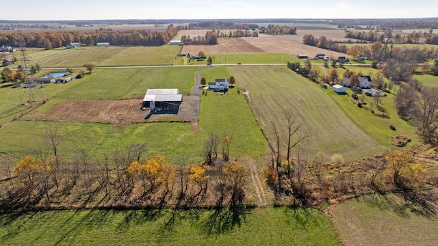 birds eye view of property with a rural view