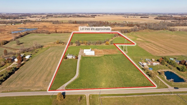 drone / aerial view featuring a rural view