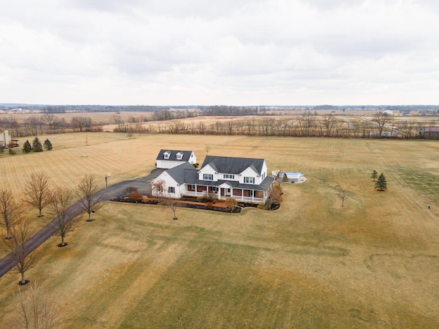 drone / aerial view with a rural view