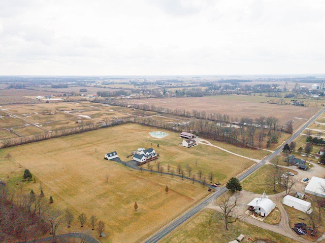 drone / aerial view with a rural view