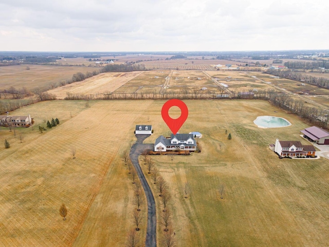 drone / aerial view with a rural view