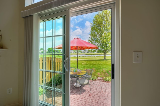 6922 Greensview Village Dr, Canal Winchester, OH 43110 - doorway to outside featuring a water view