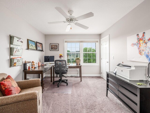 7969 Linksview Cir, Westerville, OH 43082 - carpeted office space with ceiling fan and a textured ceiling