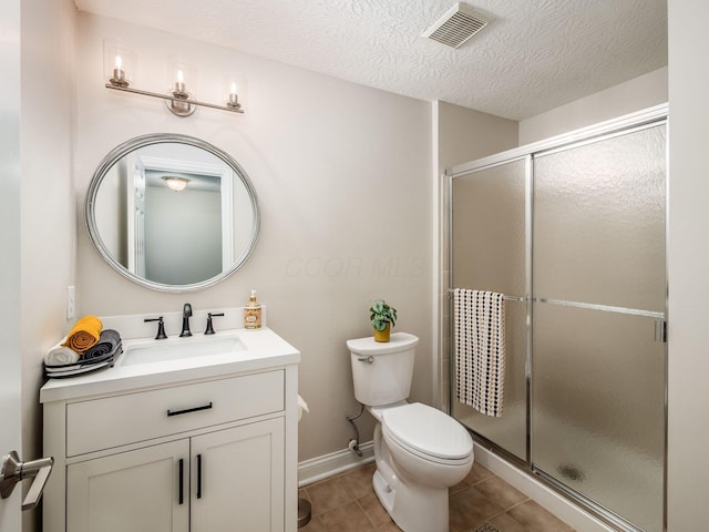 7969 Linksview Cir, Westerville, OH 43082 - full bath featuring a stall shower, vanity, tile patterned floors, and a textured ceiling
