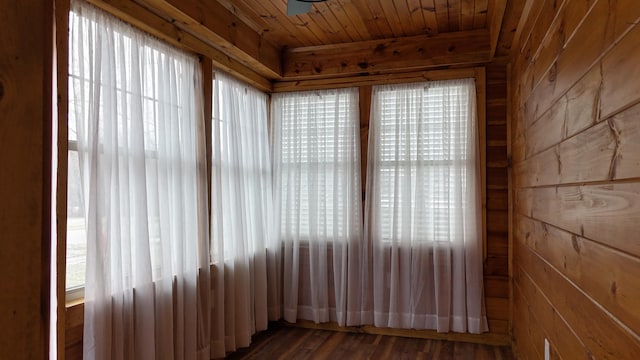 interior space featuring wood ceiling