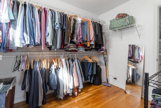 walk in closet featuring wood finished floors