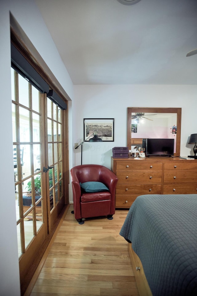 bedroom featuring light wood finished floors