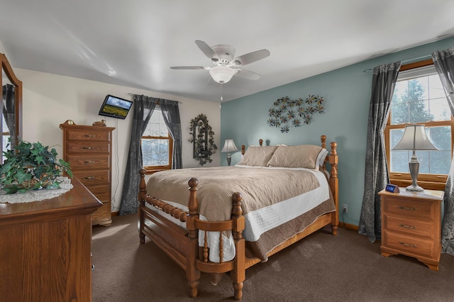 1846 River Rd, Bucyrus, OH 44820 - carpeted bedroom with multiple windows and ceiling fan