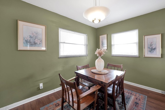 dining room featuring baseboards and wood finished floors