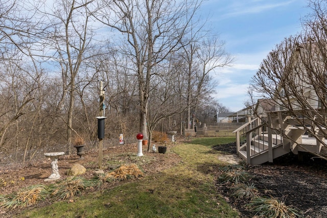 view of yard featuring fence