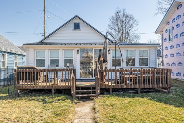 127 Brads Way, Russells Point, OH 43348 - rear view of property featuring fence, a deck, and a yard