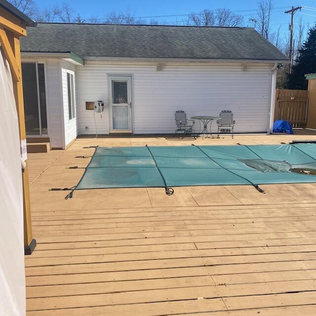 view of pool featuring fence and a fenced in pool