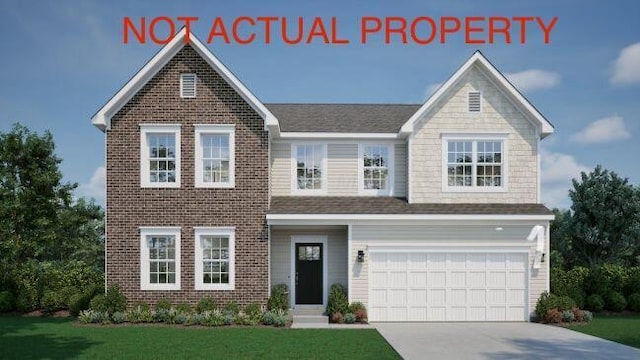 view of front of house featuring a garage, driveway, and brick siding