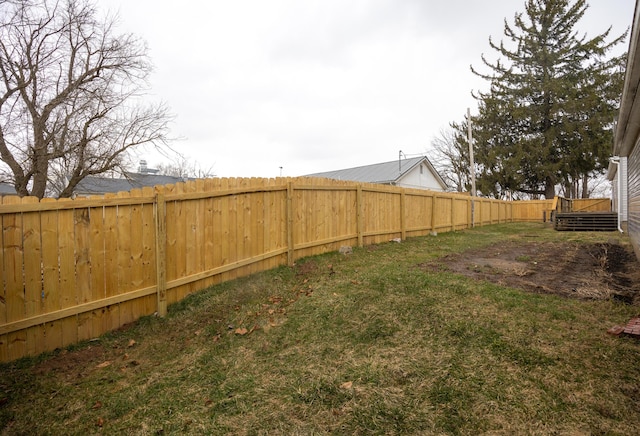 view of yard featuring a fenced backyard