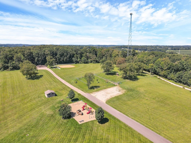 drone / aerial view featuring a rural view