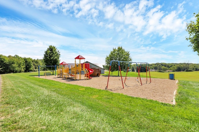 communal playground with a yard