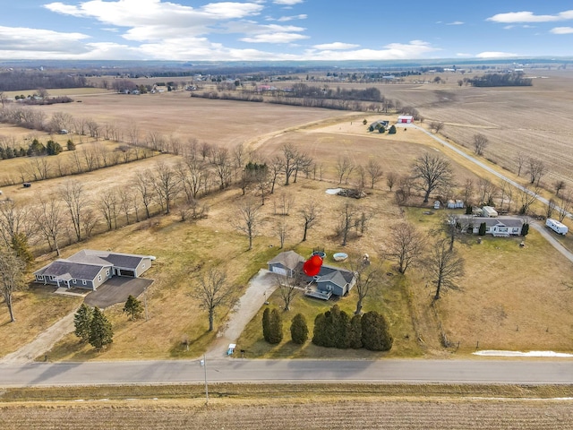 aerial view featuring a rural view