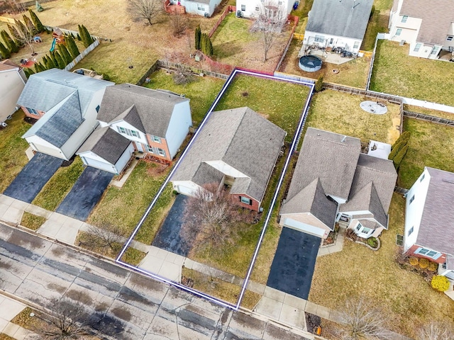 drone / aerial view with a residential view