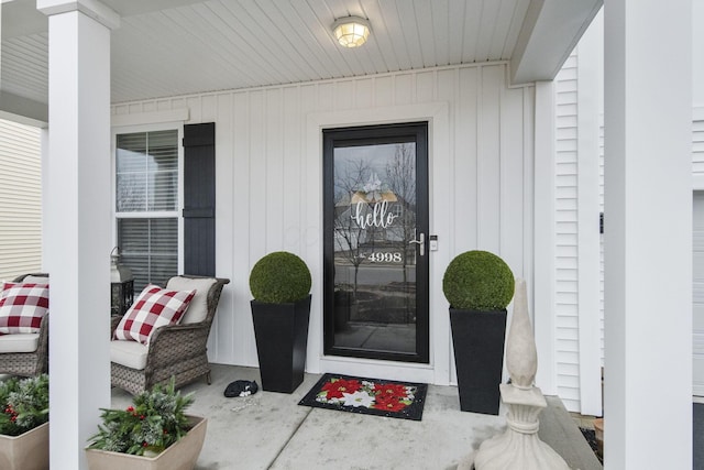 doorway to property with a porch