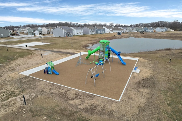 communal playground with a residential view