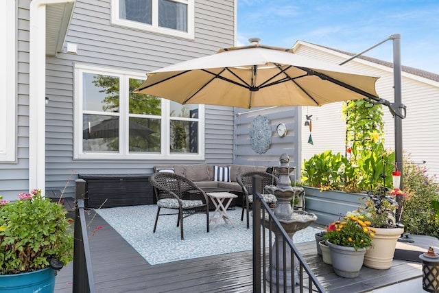 deck featuring an outdoor hangout area